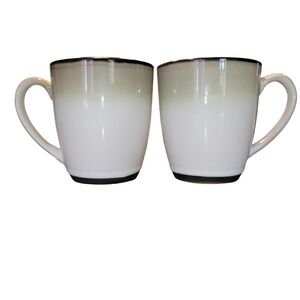 Set Of 2 Sango Nova Black Ceramic Coffee Mugs 12oz